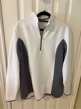 Women’s Nike White and Gray Zip-Up Performance Pullover